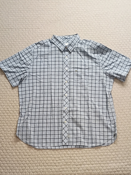 Lacoste Other - LACOSTE Shirt 2XL 46 Slim Fit Button Down Blue Plaid Short Sleeve